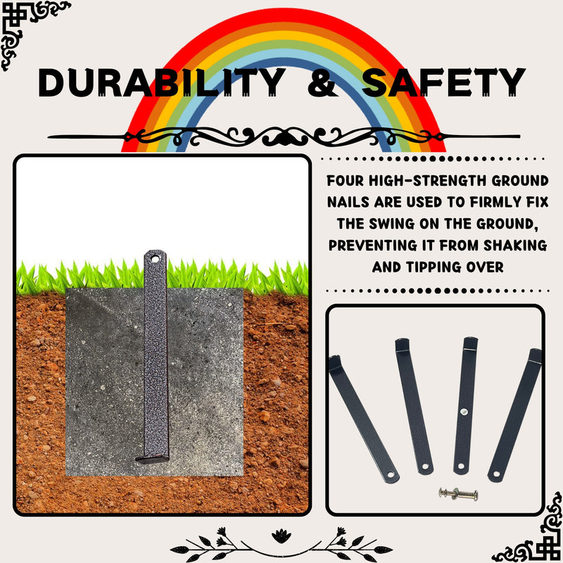 Load image into Gallery viewer, 5-in-1 Rainbow Color Swingset with Textilene Swing and Tree Design
