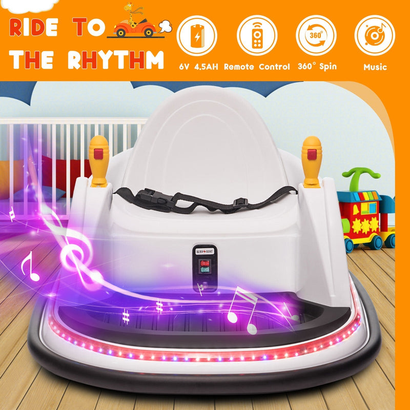 Load image into Gallery viewer, 6V Kids Ride-On Bumper Car with Remote Control, 360° Spin and Flashing Lights for Toddlers
