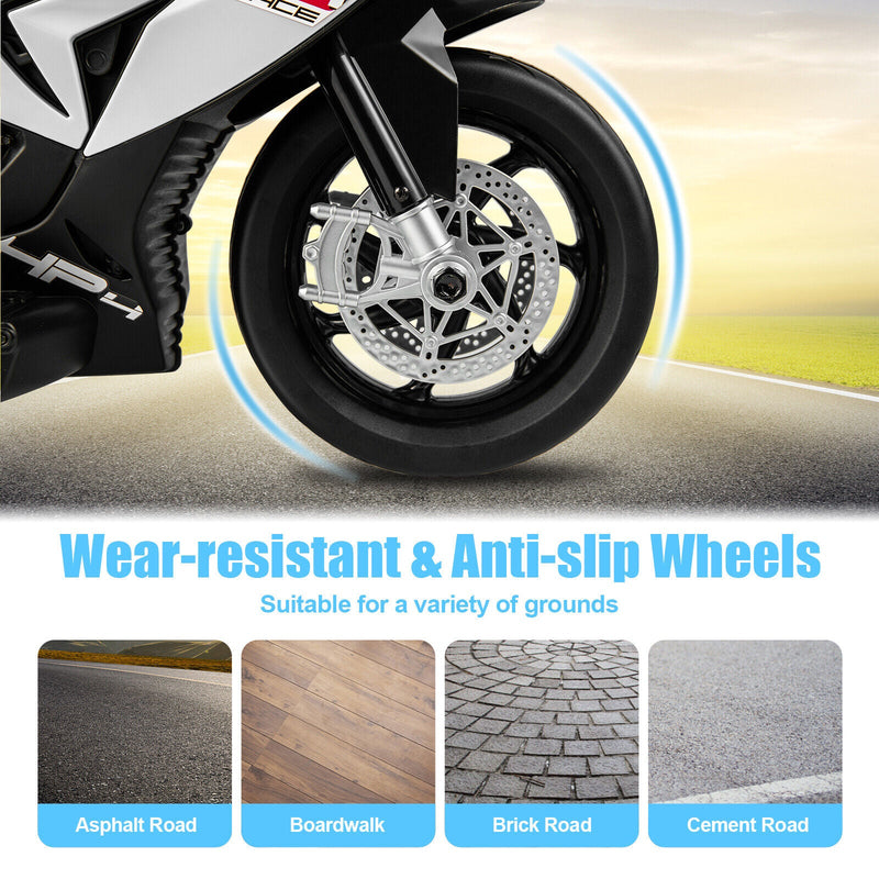 Load image into Gallery viewer, Electric Ride-On Motorcycle for Kids with LED Headlights and Non-Slip Wheels - White
