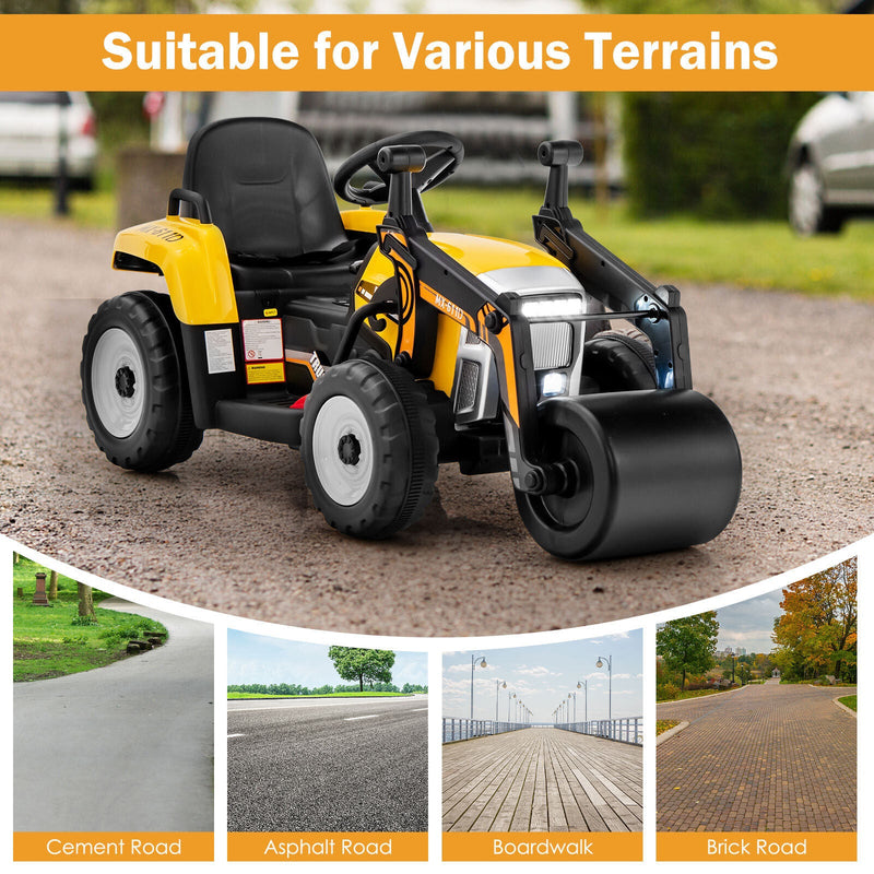 Load image into Gallery viewer, 12V Electric Tractor for Kids with Remote Control, Music, and LED Lights - Yellow
