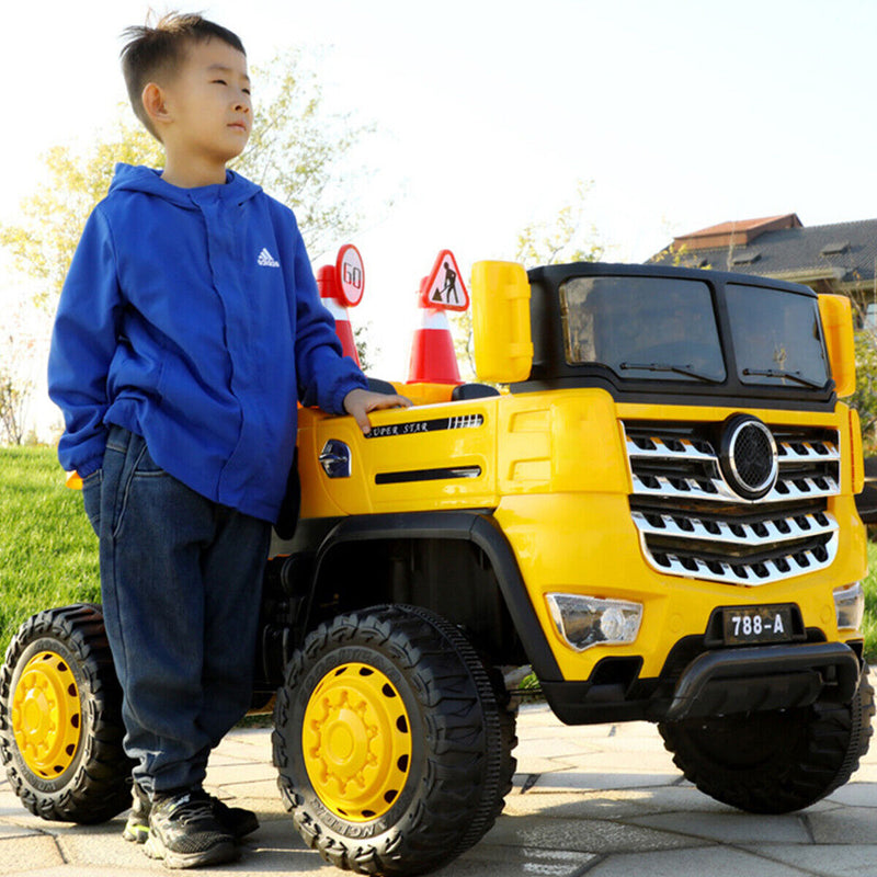 Load image into Gallery viewer, 12V 2-Passenger Ride On Dump Truck with Remote Controlled Electric Construction Vehicle
