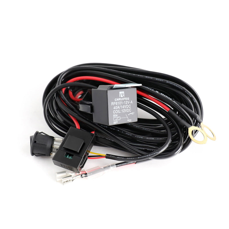 Load image into Gallery viewer, LED LIGHT BAR WIRING HARNESS KIT (2 LEADS 16AWG) WITH FUSE 12V 40A RELAY 3/4" ON/OFF SWITCH
