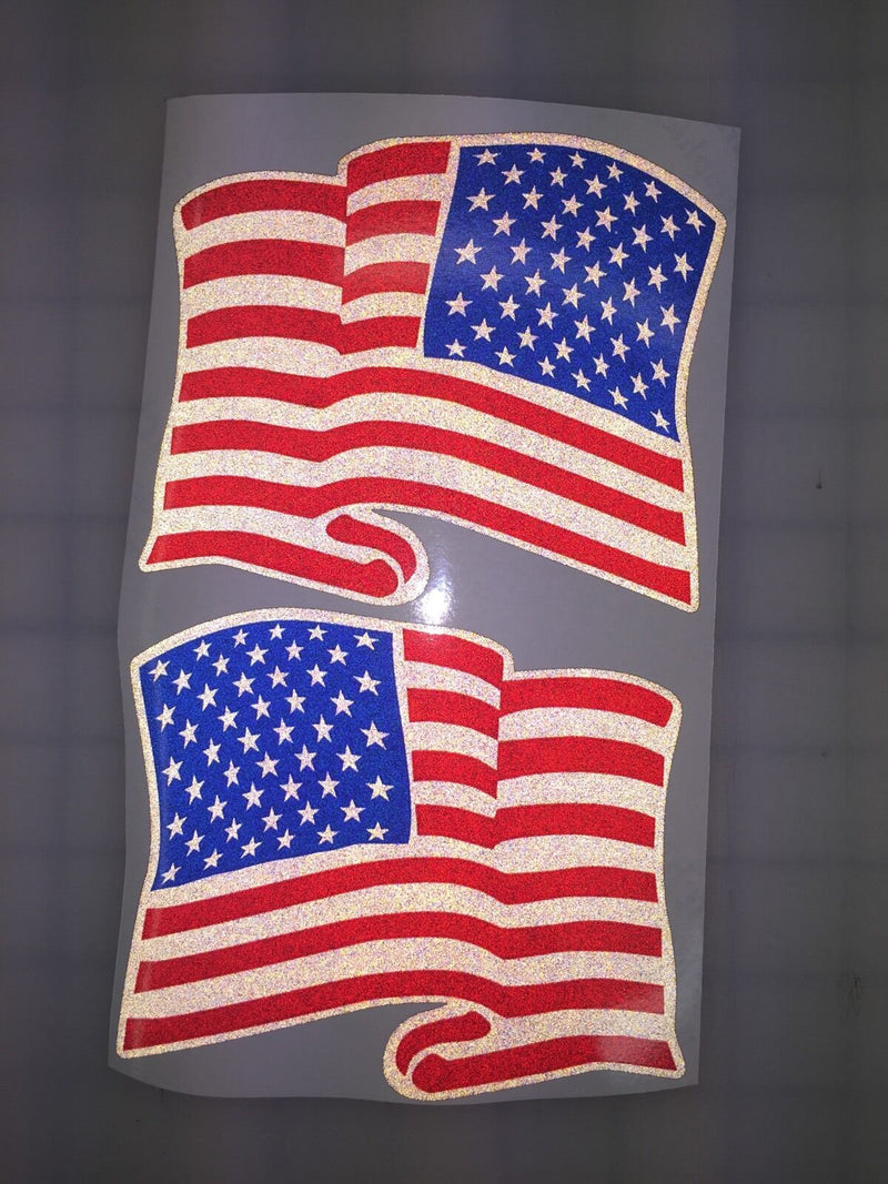 Load image into Gallery viewer, American Waving Flag: 5&quot; 3M Reflective Decal Stickers (x2)
