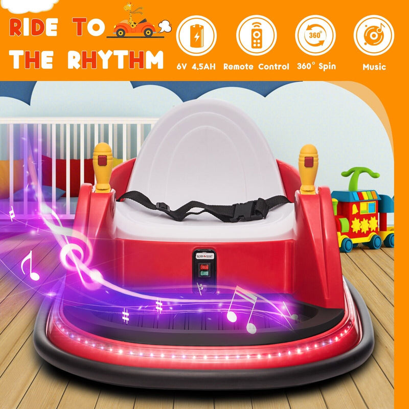 Load image into Gallery viewer, 6V Kids Ride-On Bumper Car with Remote Control, 360° Spin and Flashing Lights for Toddlers
