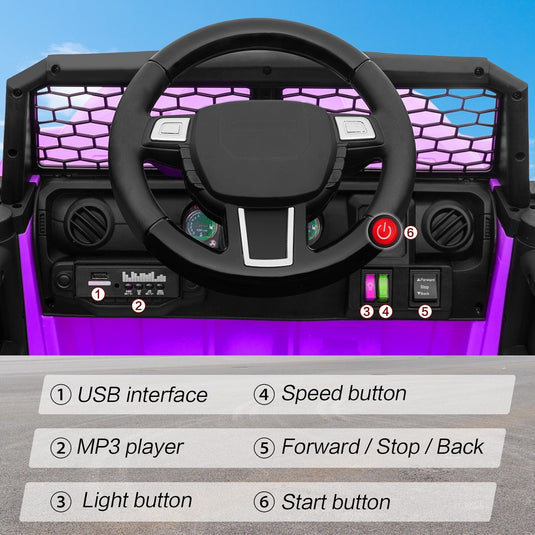 12V Kids Ride-On Truck with Power Wheels, LED Lights, and Parental Remote Control