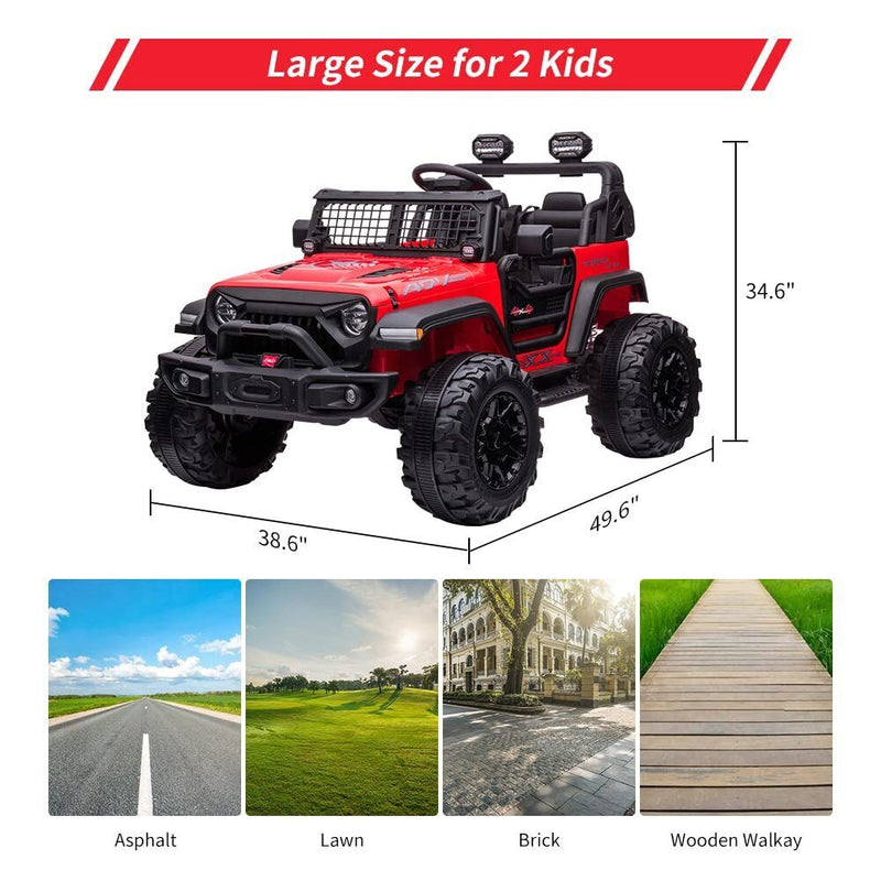 Load image into Gallery viewer, Large Seat 2-Seater Ride-On Truck for Kids with Remote Control - Red Color, 24V
