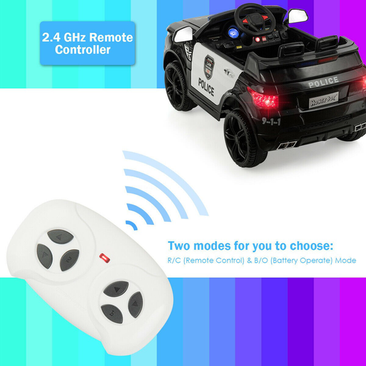 Electric Bluetooth Ride On Police Car for Kids with Remote Control - 12V