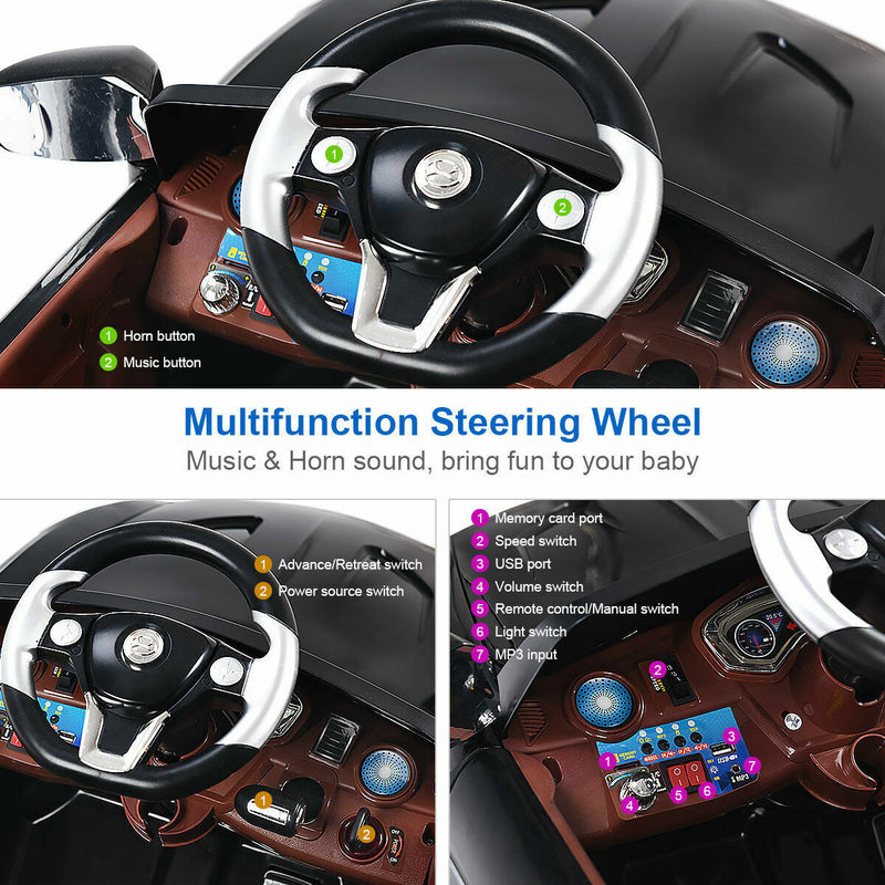 Load image into Gallery viewer, 6V Kids Ride On Car with RC Remote Control and LED Lights - Black
