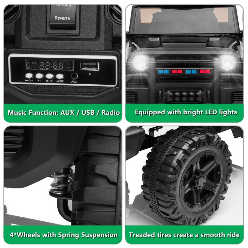 Load image into Gallery viewer, Electric 12V Black Kids Ride-On Truck with 2.4G Remote Control and 3 Speed Modes
