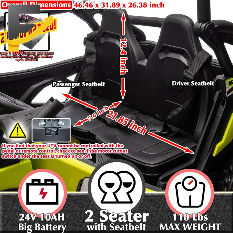 Load image into Gallery viewer, 24V 10Ah Kids 2-Seater Ride-On UTV with Remote Control for Boys and Girls
