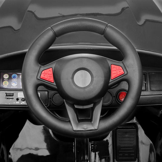 Electric Ride-On Car for Kids with Remote Control and LED Lights - Black