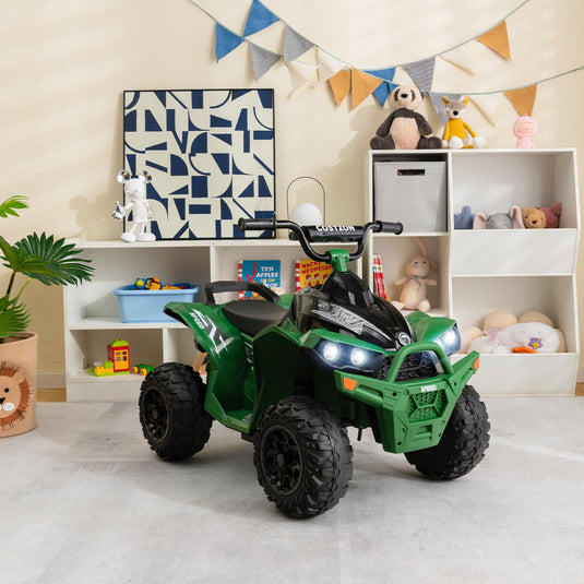 Electric Kids ATV with Headlights, Music, and Green Design - 12V Battery Powered