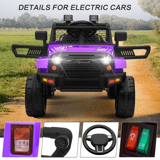 12V Kids Ride-On Truck with Power Wheels, LED Lights, and Parental Remote Control