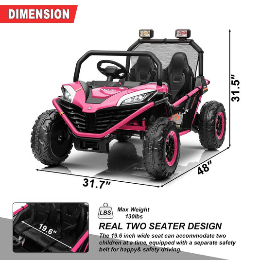 24V Kids 2-Seater Ride-On UTV Truck with 300W Motor, Remote Control, and EVA Tires - Pink