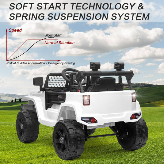 12V Kids Ride-On Truck with Remote Control, Power Wheels, and LED Lights