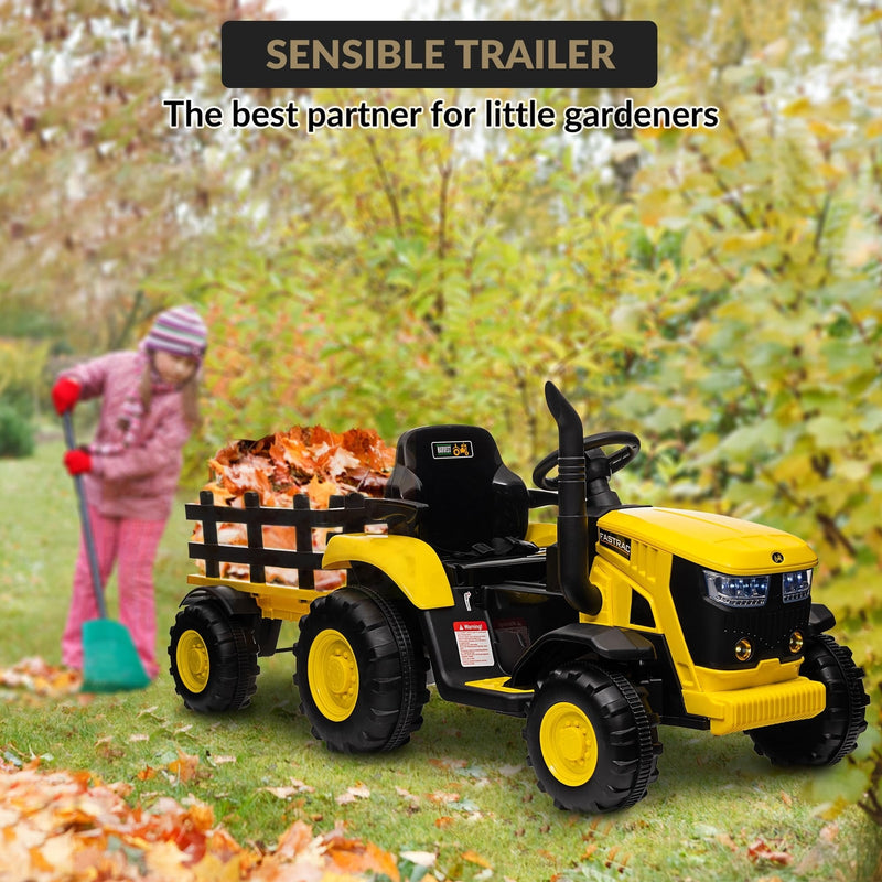 Load image into Gallery viewer, 12V Electric Ride-On Tractor with Trailer for Kids, Battery Powered Vehicle
