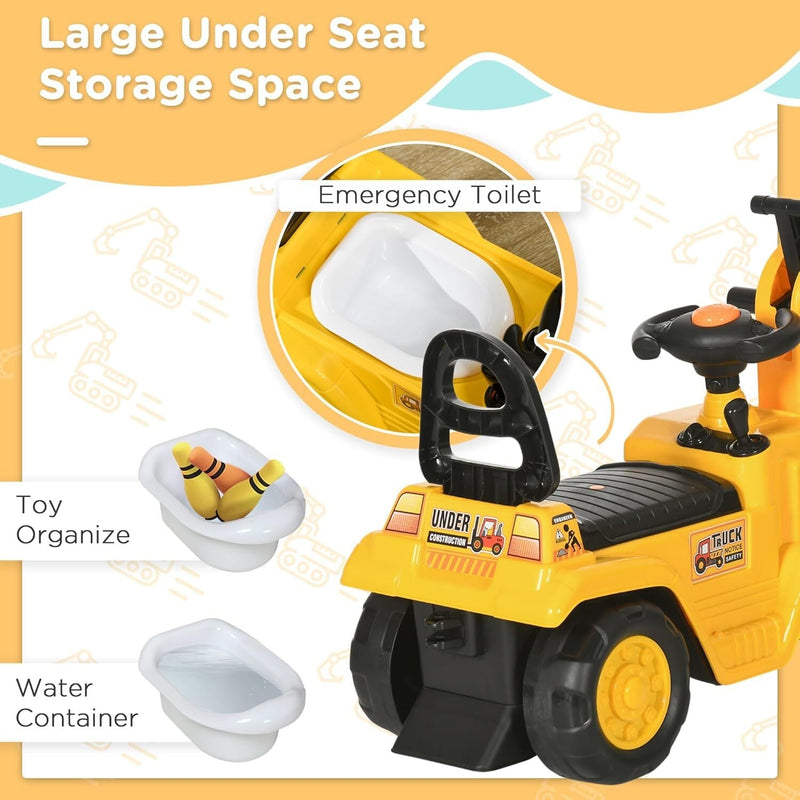 Load image into Gallery viewer, Kids Ride-On Excavator Truck with Pull Cart, Horn, and Under-Seat Storage
