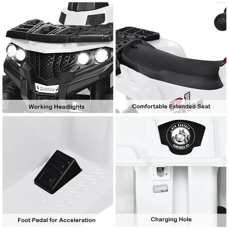 Load image into Gallery viewer, Premium 6V White Electric Ride on ATV for Kids - Powered by Battery
