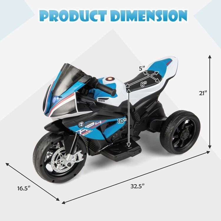 Load image into Gallery viewer, Blue 3-Wheel Electric Ride-On Motorcycle for Kids with Light and Music - 12V, Ages 3-6
