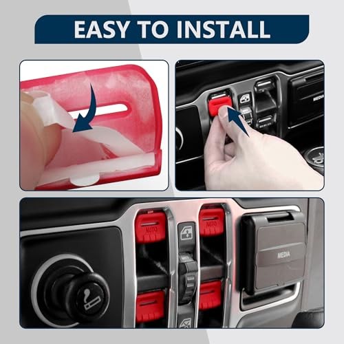 Load image into Gallery viewer, Red Window Button Cover Compatible with 2018-2025 Jeep Wrangler JL Unlimited Sahara Rubicon
