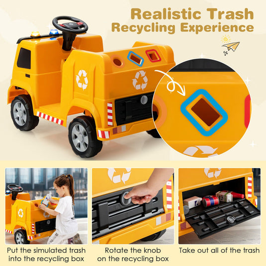 Interactive 12V Electric Recycling Garbage Truck Toy with Remote Control and Accessories