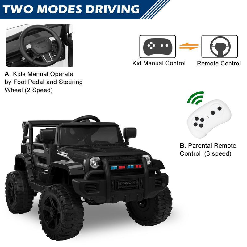 Load image into Gallery viewer, Electric 12V Black Kids Ride-On Truck with 2.4G Remote Control and 3 Speed Modes
