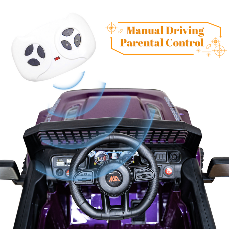 Load image into Gallery viewer, 12V Kids Ride-on Truck with Parental Remote Control and LED Lights - Purple
