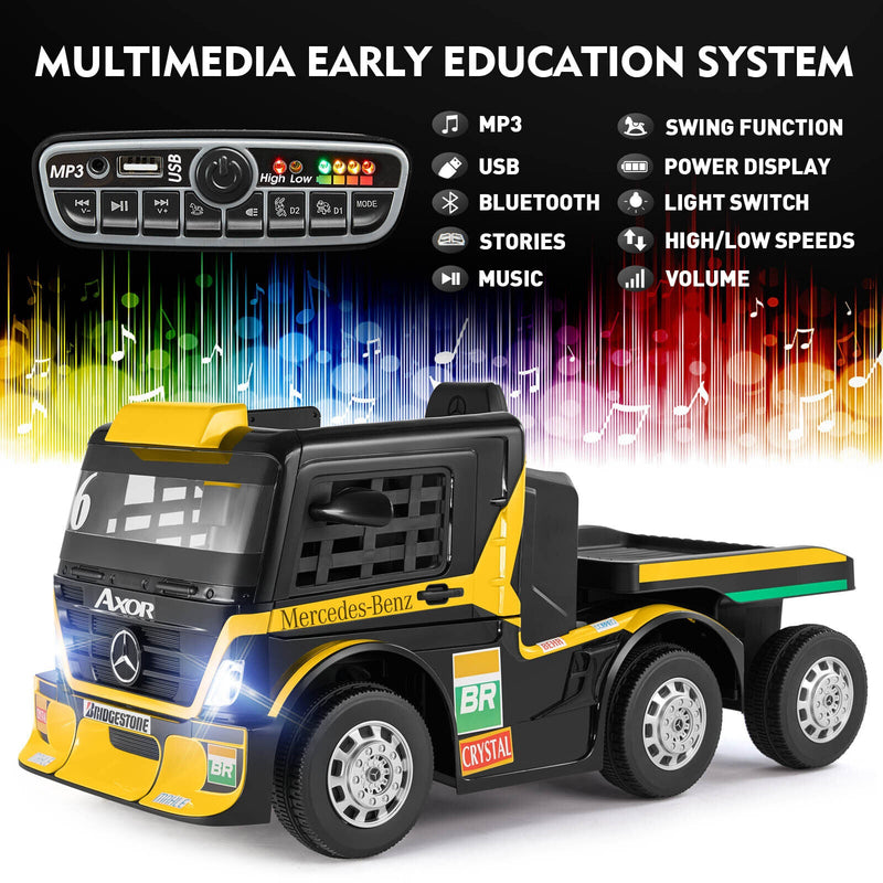 Load image into Gallery viewer, 12V10AH Battery-Powered Ride On Truck with Swing Trailer and RC Control for Kids - MP3 Compatible, 6 Wheels
