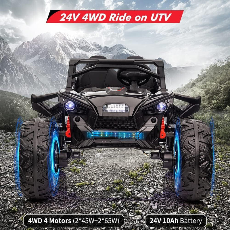 Load image into Gallery viewer, 24V Kids Car Power Wheel Ride on UTV Vehicle with Remote Control and LED Light - Black

