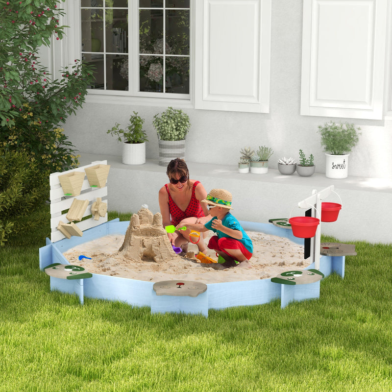 Load image into Gallery viewer, Wooden Sandbox for Ages 3-7, 85&quot;x85&quot;x25&quot;, Blue

