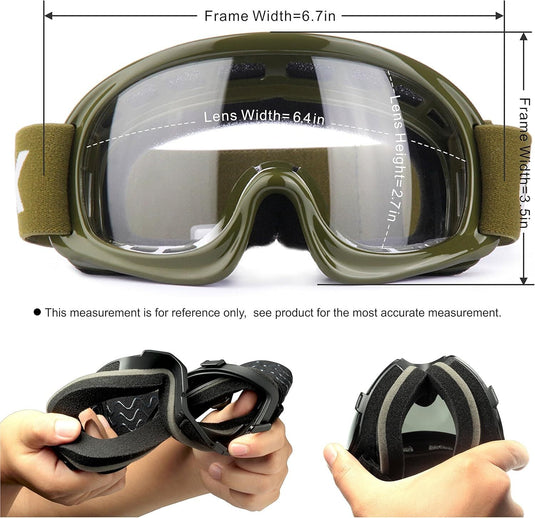 Kids ATV Dirt Bike Goggles Anti-Fog Impact Resistant Army Green