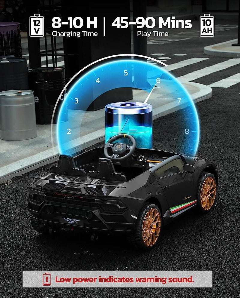 Load image into Gallery viewer, 12V10Ah Electric Black Lamborghini Ride-On Car for Kids - 2 Seater with Remote Control
