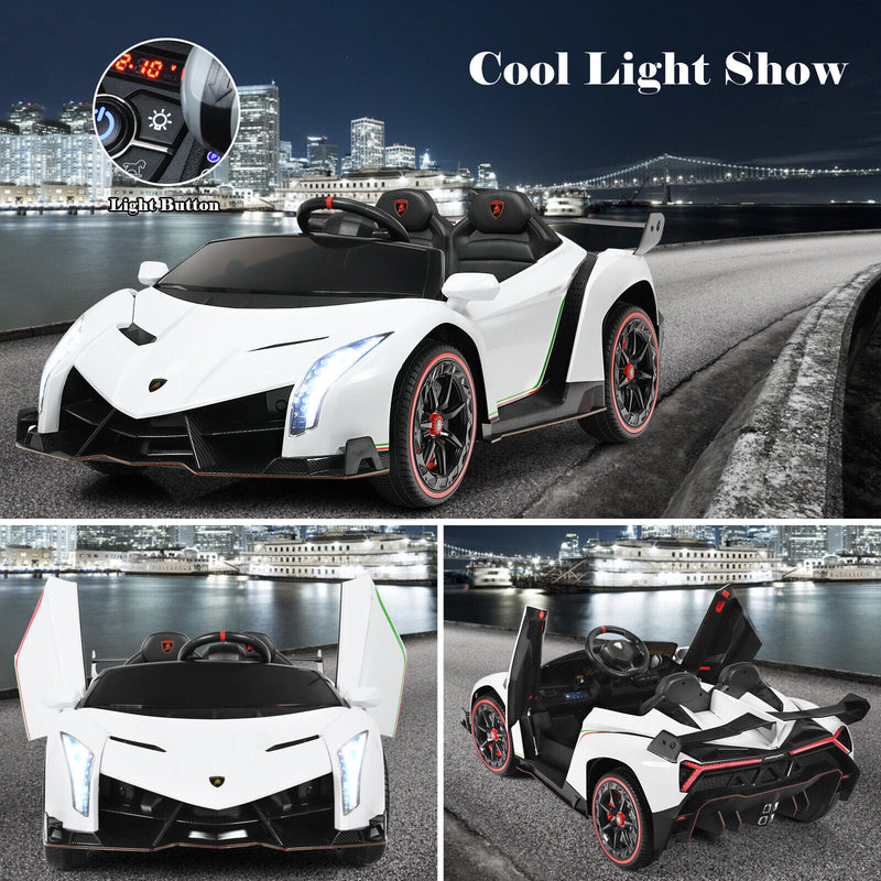 Load image into Gallery viewer, 2-Seater Licensed Lamborghini Kids Ride On Car with RC and Swing Function - White (12V)
