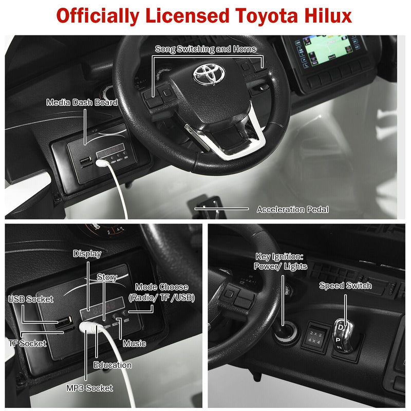 Load image into Gallery viewer, 2-Seater 4WD Toyota Hilux Ride On Truck with Remote Control - Licensed, 12V, White
