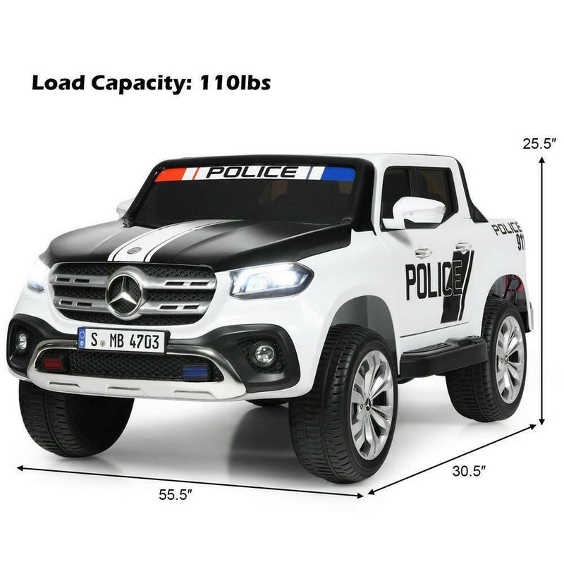 Load image into Gallery viewer, Police Car Ride-On Toy for Kids - 2 Seater Licensed Mercedes Benz X Class RC Trunk
