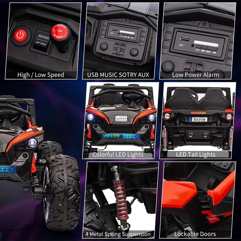 Load image into Gallery viewer, 24V 2 Seater Ride on Toy UTV with Remote Control, EVA Tires, 4-Wheel Drive, Electric Car with Music
