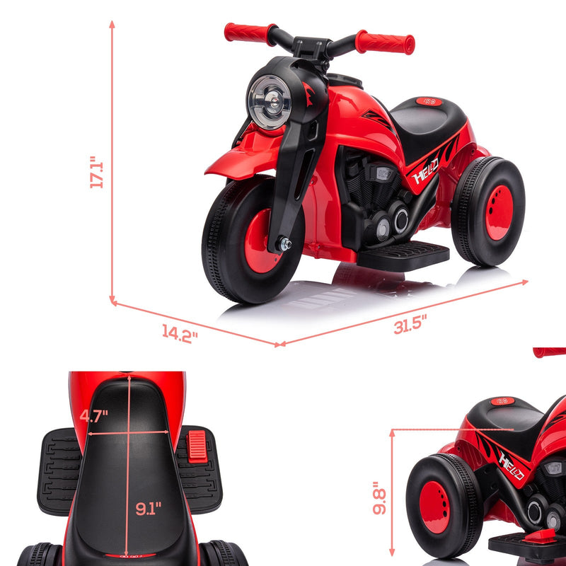 Load image into Gallery viewer, 6V Red Ride-On Motorcycle and Bubble Car with Music
