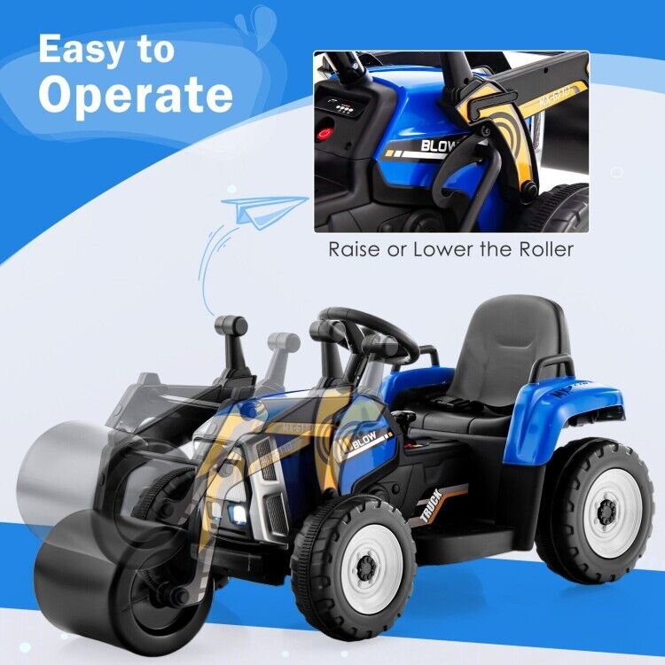 Load image into Gallery viewer, 12V Electric Tractor for Kids with Remote Control, Music, and LED Lights - Blue
