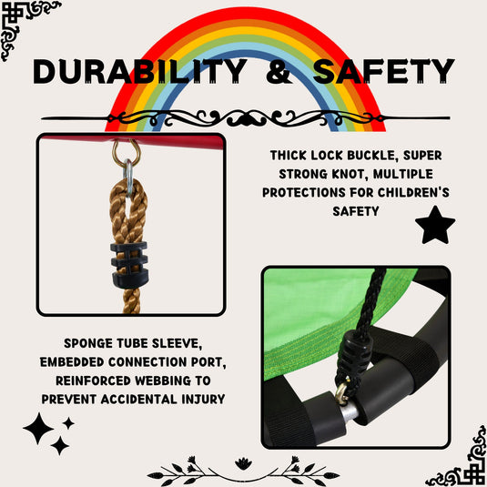 5-in-1 Rainbow Color Swingset with Textilene Swing and Tree Design