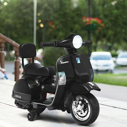 Load image into Gallery viewer, 6V Kids Black Vespa Scooter Motorcycle for Toddlers
