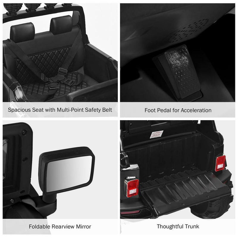 Load image into Gallery viewer, 12 Volt Electric Kids Ride-On Police Truck Car with MP3 Player, Bluetooth Connectivity, and Remote Control - Black
