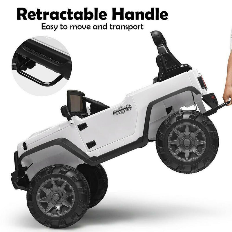 Load image into Gallery viewer, 12-Volt White Ride-On Car Truck for Kids with RC Control, LED Lights, Music, and Trunk
