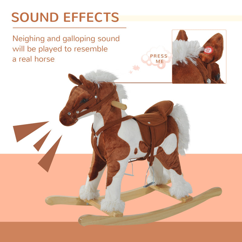 Load image into Gallery viewer, Deluxe Wooden Toddler Rocking Horse Chair with Nursery Rhyme Design
