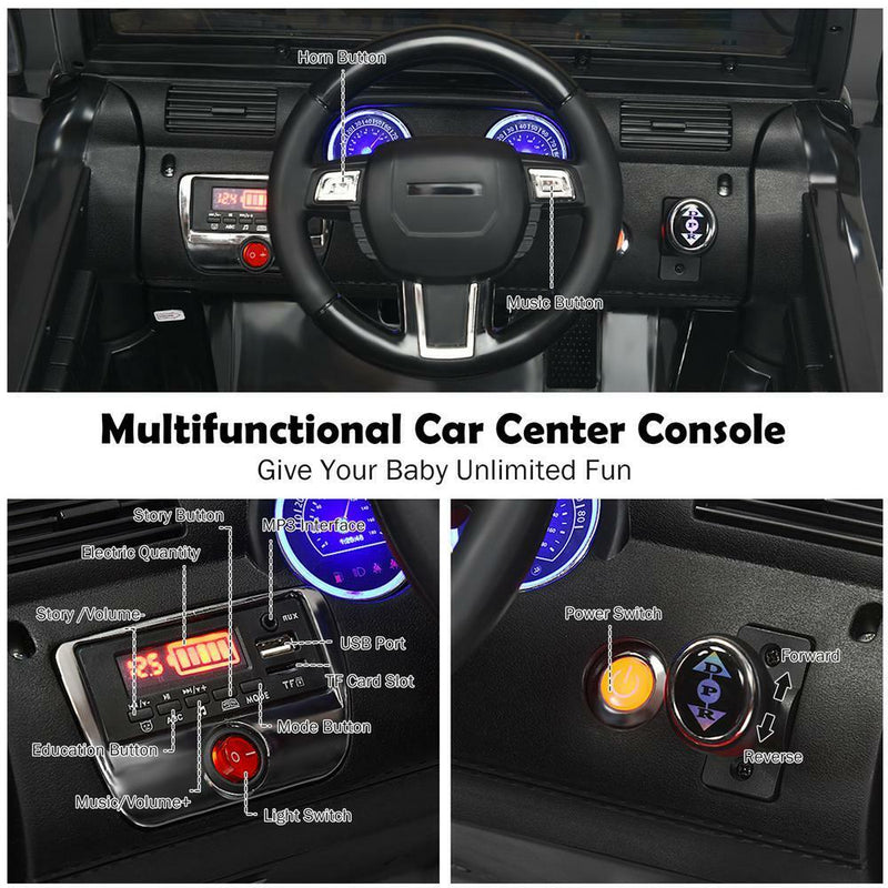Load image into Gallery viewer, 12 Volt Electric Kids Ride-On Police Truck Car with MP3 Player, Bluetooth Connectivity, and Remote Control - Black

