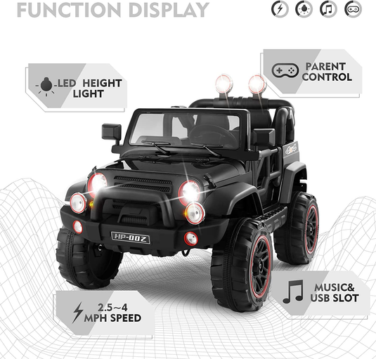 2 Seater Electric Ride-on Truck with Car Cover and Parental Remote Control - 12V Kids Vehicle