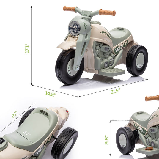 6V Ride-On Motorcycle and Bubble Car with Music - Cream Color