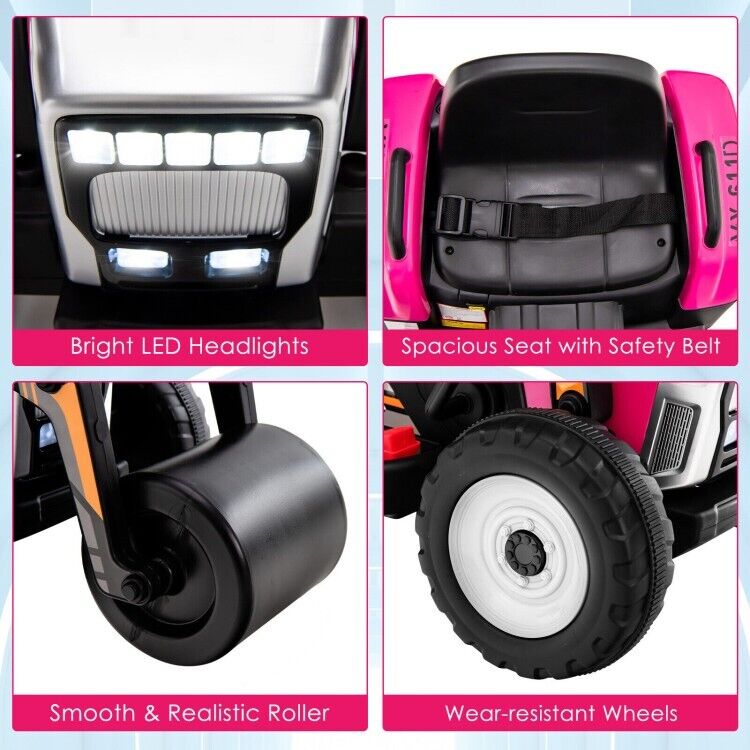 Load image into Gallery viewer, 12V Electric Pink Tractor with Remote Control, Music, and LED Lights for Kids
