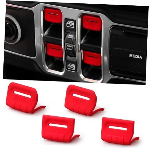 Load image into Gallery viewer, Red Window Button Cover Compatible with 2018-2025 Jeep Wrangler JL Unlimited Sahara Rubicon
