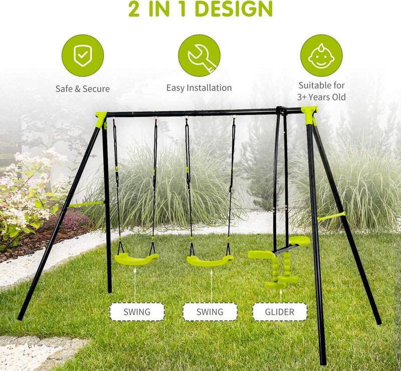 Load image into Gallery viewer, Triple Metal Children’s Swing Set Safe for Outdoor Play Supports up to 440lbs
