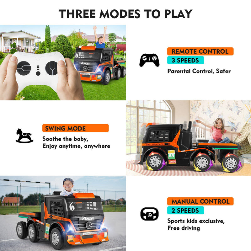Load image into Gallery viewer, 12V10AH Battery Kids Ride On Truck with Swing, Trailer, LED, MP3, and Bluetooth RC Features
